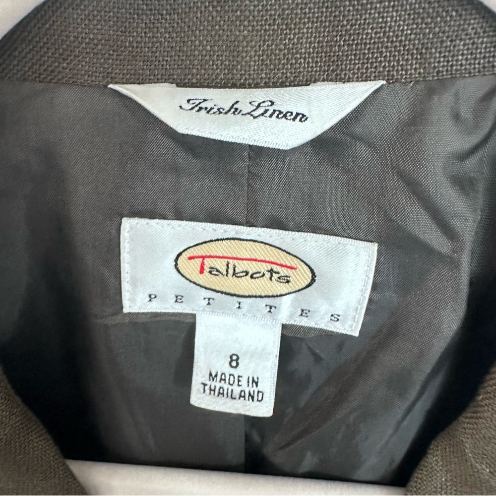 TALBOTS Petites Brown Women's Irish 100% Linen Blazer Jacket size 8 - Picture 4 of 8